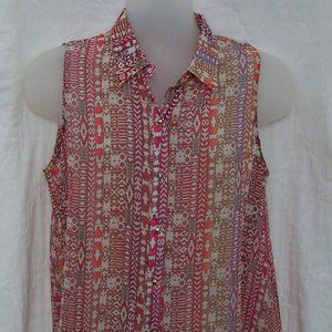 Sans Souci Pink Sheer Sleeveless Top L